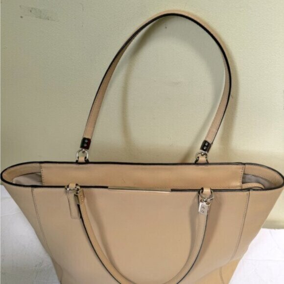 Coach Madison East West Saffiano Leather Tote Shoulder Bag Shopper Tan Neutral - Picture 7 of 15